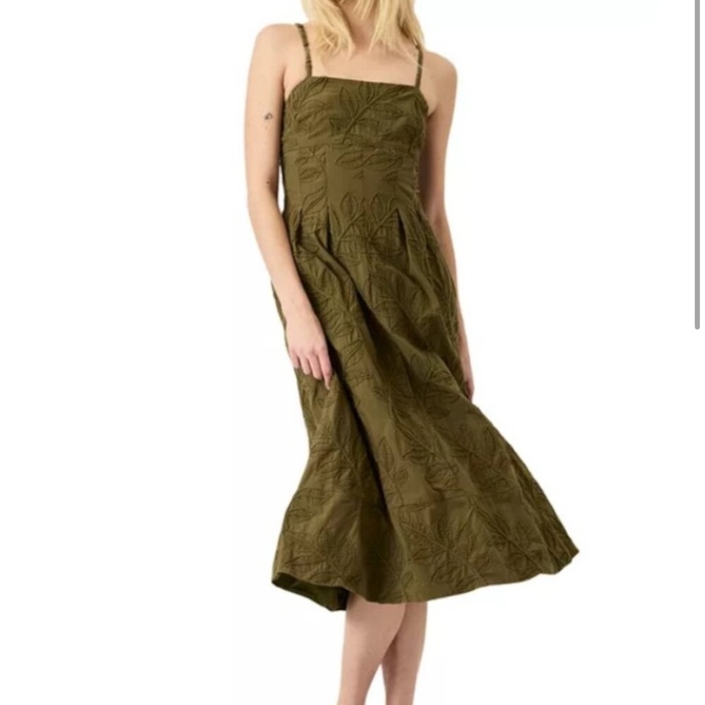 NWT Luxely Square-Neck A-Line Midi Dress in Capulet Olive, size 16
